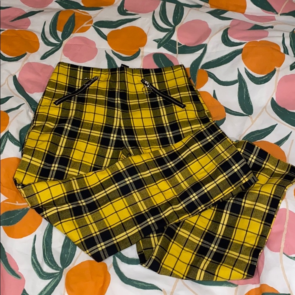 yellow plaid pants